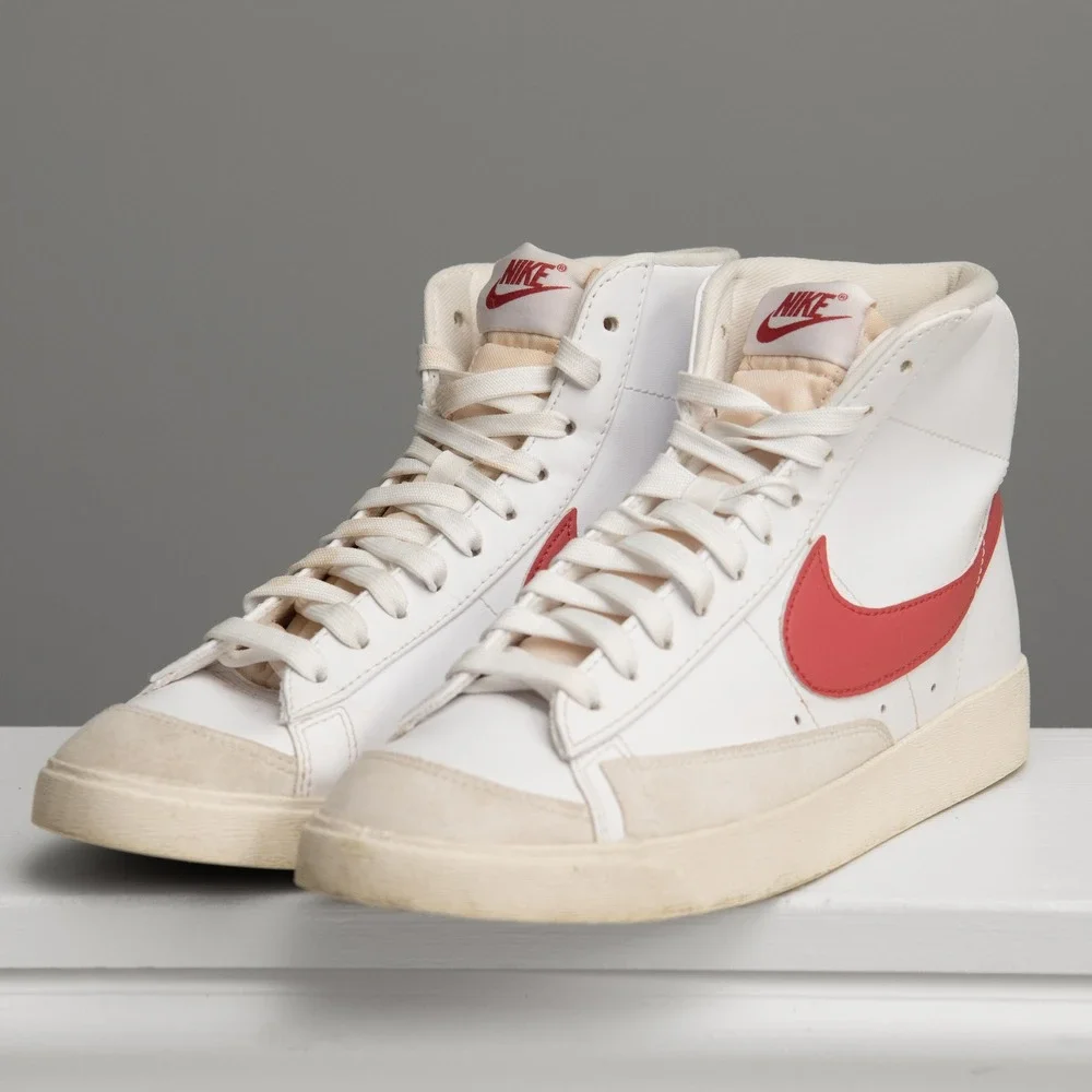 Nike Blazer Mid Sz 9.5 White Pink‎ High Top Sneakers Streetwear 70s Retro Style